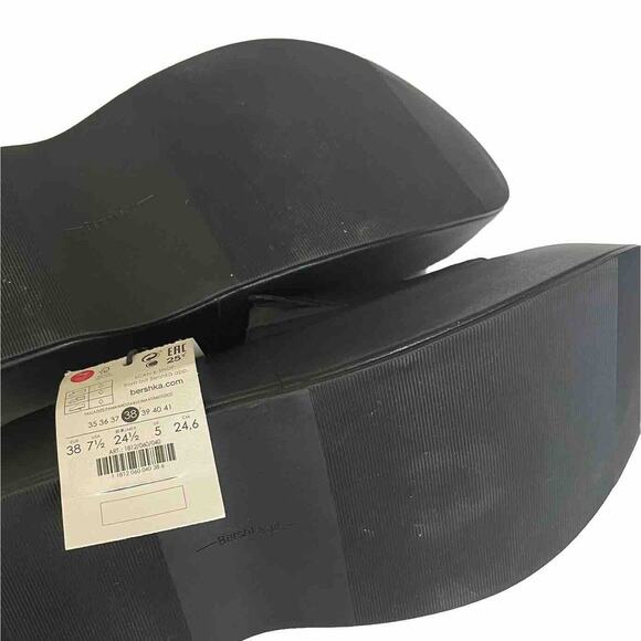 Bershka NWT Platform Slides Women's7.5 Sandals Round Toe Black Boho 90s Hippy - Picture 9 of 16